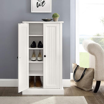 Crosley Furniture Seaside Accent Storage Cabinet, Bar, Buffet for Kitchen, Living Room, or Entryway, White