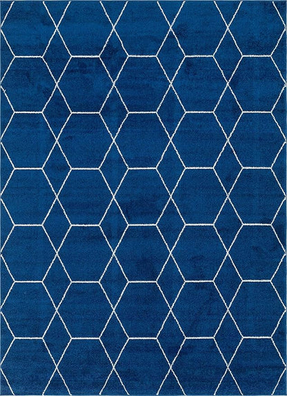 Unique Loom Trellis Frieze Collection Area Rug - Geometric (8' x 11', Navy Blue/ Ivory)
