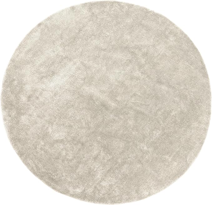nuLOOM 4' Round Cozy Plush SuperiorWash Area Rug, Machine Washable, Non-Slip, Soft Fluffy Shag Carpet for Living Room Bedroom Kids Room Nursery Home Decor, Loni Cream