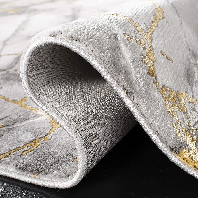 SAFAVIEH Craft Collection Runner Rug - 2'3" x 6', Grey & Gold, Modern Abstract Design, Non-Shedding & Easy Care, Ideal for High Traffic Areas in Living Room, Bedroom (CFT877F)