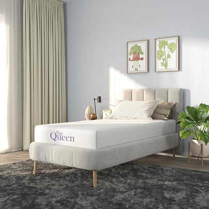 NapQueen 8 Inch Twin-XL Size Mattress, Bamboo Charcoal Memory Foam Mattress, Bed in a Box, White