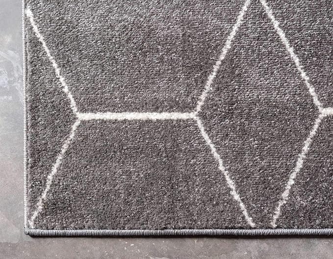 Unique Loom Trellis Frieze Collection Area Rug - Geometric (5' 1" x 8', Dark Gray/ Ivory)