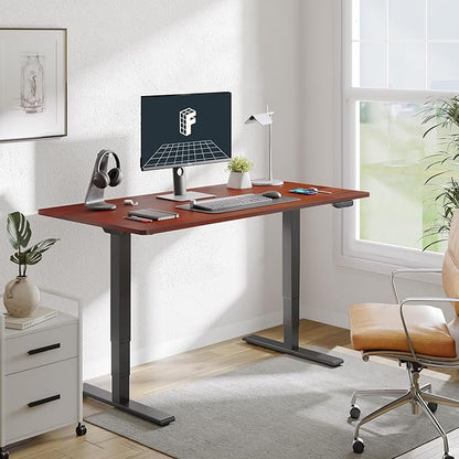 FLEXISPOT E6 MAX Dual Motor 3-Stage 48x30 Inch Heavy Duty Standing Desk, 330lbs Weight Capacity, Height Adjustable Desk w/Cable Management & Wheels (Seamless Mahogany Desktop + Black Frame)