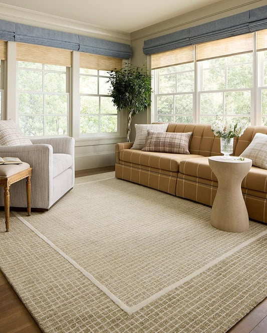 Loloi Chris Loves Julia Briggs Collection, Wheat & Ivory, 3'-6" x 5'-6" Accent Rug – Minimal Gritted Design Area Rugs for Living Room Bedroom Entryway & Hallway No Shed High Traffic Home Decor Rug