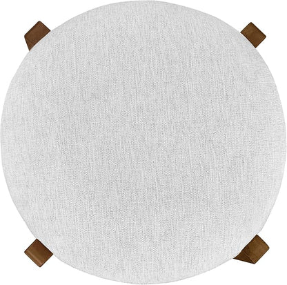 Christopher Knight Home Lilac Modern Counter Height Bar Stools Set of 4, Fabric Round Stool Chair for Kitchen Island, Wood Dining Room Chair, Upholstered Counter Stool with Footrest,Dark Walnut+Ivory