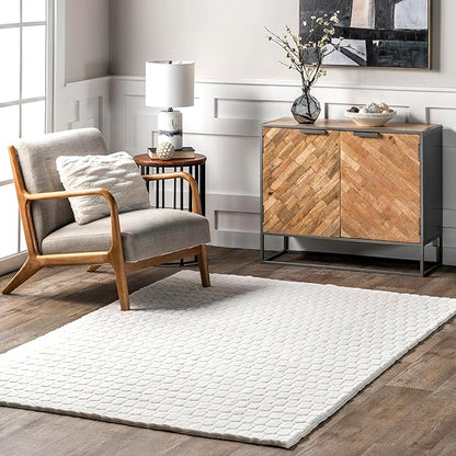 nuLOOM 2' x 3' Cozy Plush Area Rug, Machine Washable, Non-Slip, Soft Fluffy Shag Carpet for Living Room Bedroom Kids Room Nursery Home Decor, Nia White