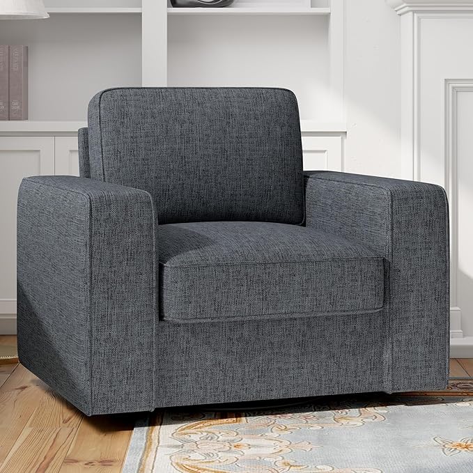 360 Degree Rotation Swivel Accent Sofa Chairs, 36'' Width Oversized Armchairs 1 pcs Linen Living Room-Dark Gray