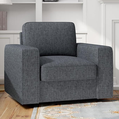 360 Degree Rotation Swivel Accent Sofa Chairs, 36'' Width Oversized Armchairs 1 pcs Linen Living Room-Dark Gray
