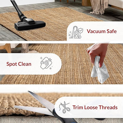 nuLOOM Ashli Solid Farmhouse Jute Area Rug, 4x6, Natural