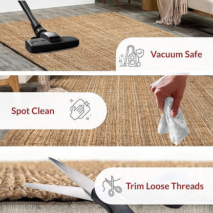 nuLOOM Ashli Solid Farmhouse Jute Area Rug, 10x13, Natural