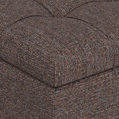 SIMPLIHOME Harrison 36 inch Wide Transitional Square Coffee Table Storage Ottoman in Mink Brown Tweed Look Fabric, Assembled, for the Living Room and Bedroom