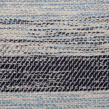SIMPLIHOME Clay Boho Square Pouf in Patterned Blue Melange Cotton for the Living Room, Bedroom and Kids Room