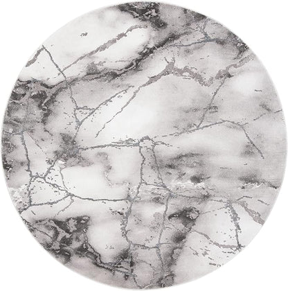 SAFAVIEH Craft Collection Area Rug - 5'3" Round, Grey & Silver, Modern Abstract Design, Non-Shedding & Easy Care, Ideal for High Traffic Areas in Living Room, Bedroom (CFT877G)