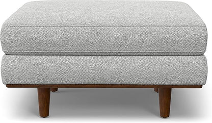 SIMPLIHOME Morrison 33-inch Wide Table Ottoman in Mist Grey Woven-Blend Fabric, Multifunctional Footrest, Coffee Table, or Extra Seating for Living Room, Mid-Century Modern Style