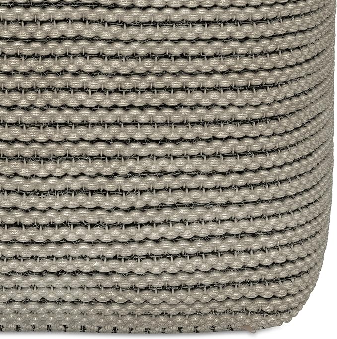 SIMPLIHOME Eastmont Boho Square Pouf in Cream Polystyrene Filling for the Living Room, Bedroom and Kids Room
