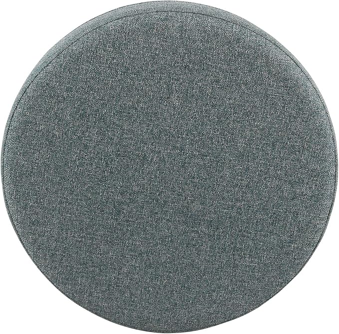 Homepop Home Decor | Upholstered Round Storage Ottoman | Ottoman with Storage for Living Room & Bedroom, Teal Tweed Large