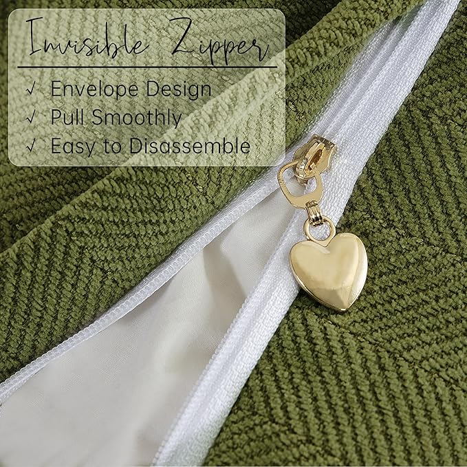 ZWJD Olive Green Pillow Covers 22x22 Set of 2 Chenille Throw Pillow Covers with Elegant Design Soft and Luxurious Decorative Throw Pillows for Couch, Bed, and Home Decor