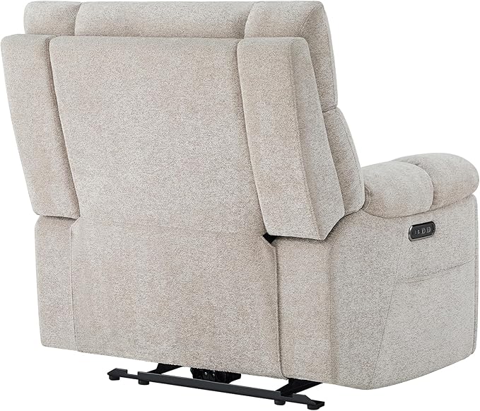 CHITA Oversized Power Recliner Chair with Bluetooth Speakers for Adults, Lay Flat Recliner with Power Lumbar Support, Manual Winged Headrest and USB & Type-C Charging Ports, Taupe