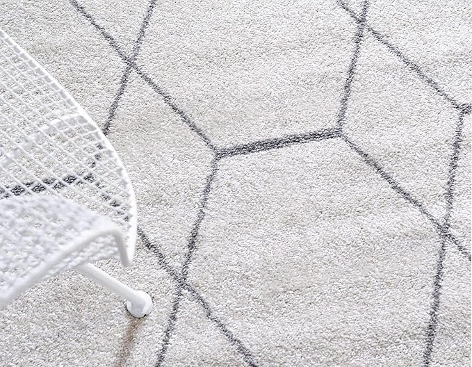 Unique Loom Trellis Frieze Collection Area Rug - Geometric (7' 10" x 10' Oval, Ivory/ Gray)
