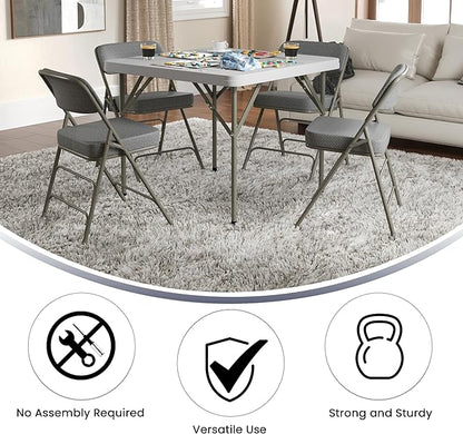 Flash Furniture Hercules Series Metal Folding Chair with Cushioned Seat, Fabric Upholstered Event Chair with 300-lb. Static Weight Capacity, Gray