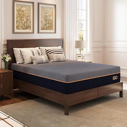 MLILY EGOHOME 12 Inch Full Mattress, Copper Gel Cooling Memory Foam Mattress for Back Pain Relief,Therapeutic Double Mattress Bed in a Box, Made in USA, CertiPUR-US Certified, 54x75x12 Black