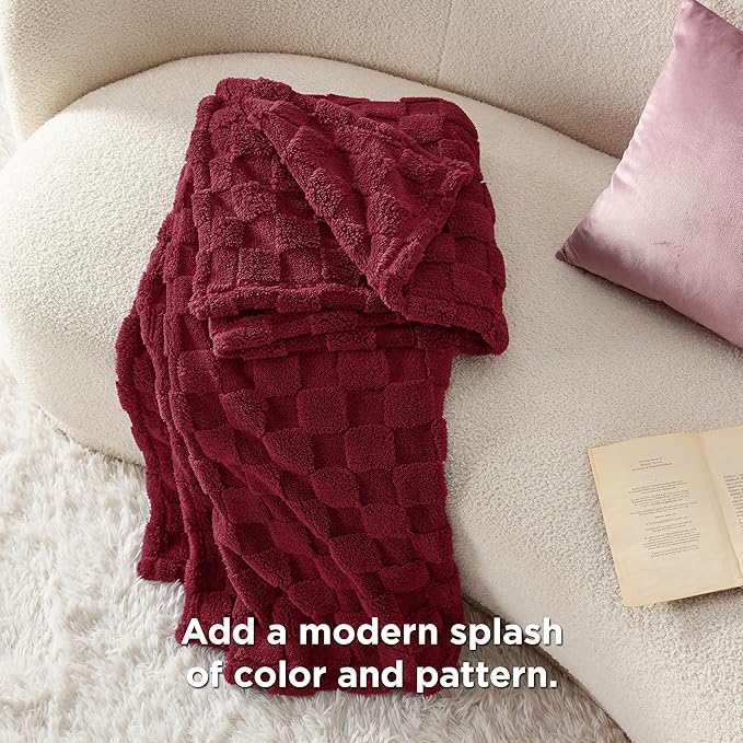 Bedsure GentleSoft Red Throw Blanket for Couch - Super Soft Cozy Blankets Gifts for Women Men Girls, Cute Small Fleece Throws for Bedroom Home Decor, 50x70 Inches