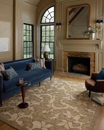Loloi Chris Loves Julia Rue Collection RUE-02 Olive/Sage 3'-6" x 5'-6" Accent Rug Jute Neutral Floral Living Room Bedroom Rug