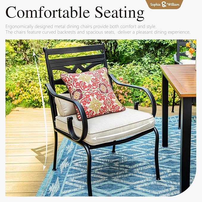 Sophia and William Patio Dining Chairs Set of 4, Outdoor Metal Armchairs, Outdoor Dining Chairs