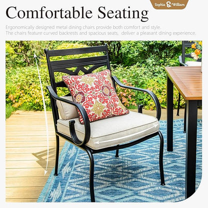 Sophia and William Patio Dining Chairs Set of 6, Outdoor Metal Armchairs, Outdoor Dining Chairs
