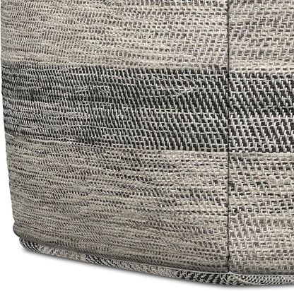 SIMPLIHOME Clay Boho Square Pouf in Grey Melange Cotton for the Living Room, Bedroom and Kids Room