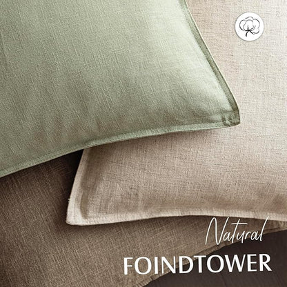 Foindtower Pack of 2, Decorative Linen Solid Throw Pillow Covers Soft Accent Cushion Case Boho Farmhouse Pillowcase for Chair Couch Sofa Bedroom Living Room Home Decor 26 x 26 Inch Light Sage Green