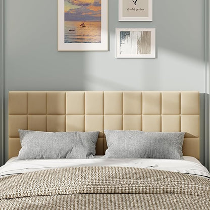 ALISH Velvet Tufted Headboard with Adjustable Height and Width, Foldable Upholstered Headboard with Metal Legs for King Size Metal and Wood Bed Frame (Apricot, King)