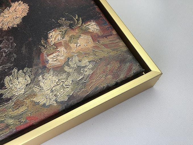 Wieco Art Framed Canvas Wall Art Vase with Chinese Asters and Gladioli by Van Gogh Oil Paintings Modern Abstract HD Canvas Prints Flowers Artwork Pictures for Living Room Wall Decor