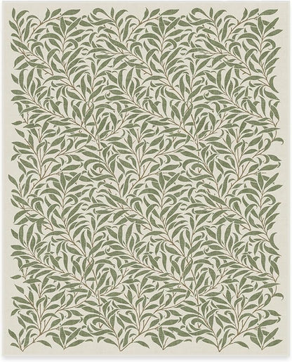RUGGABLE x Morris & Co Machine Washable Area Rug – Pure Willow Boughs Green 8x10, Stain-Resistant, Non-Slip – Large Rugs for Living Room, Bedroom, Hallway, Entryway & Office–with Cushioned Pad