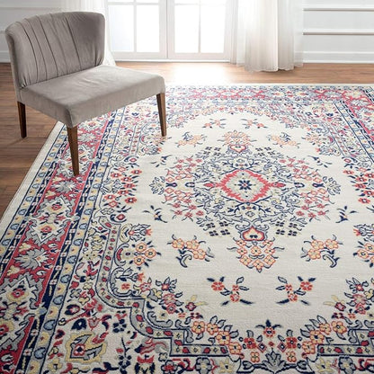 Home Dynamix Premium Sakarya Traditional Medallion Border Area Rug, Ivory/Red, 7'9"x10'8" Rectangle
