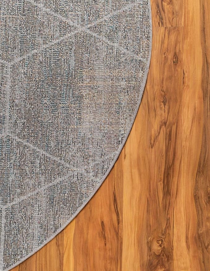 Unique Loom Trellis Frieze Collection Area Rug - Geometric (5' Round, Blue Multi/ Ivory)