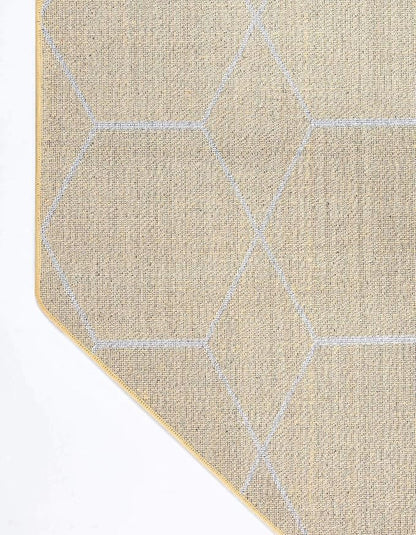 Unique Loom Trellis Frieze Collection Area Rug - Geometric (5' Octagon, Yellow/ Ivory)
