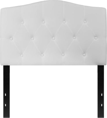 BizChair Tufted Upholstered Twin Size Headboard in White Fabric