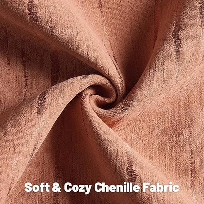 FUTEI Rust Chenille Decorative Throw Pillow Covers 16x16 Inch Set of 2,Soft Embossed Striped Textured Cushion Case,Modern Home Decor for Couch Bed Living Room