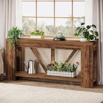 Tribesigns 70.9" Narrow Long Console Table, 2-Tier Farmhouse Entryway Table with Storage, Modern Entry Sofa Table Behind Couch for Hallway, Foyer, Living Room, Dark Brown