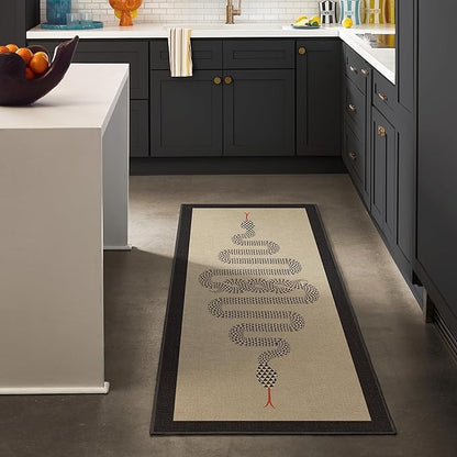 RUGGABLE x Jonathan Adler Machine Washable Modern Area Rug – Venom Neutral 8 ft Round, Stain-Resistant, Non-Slip – Large Rugs for Living Room, Bedroom, Hallway, Entryway & Office–with Cushioned Pad