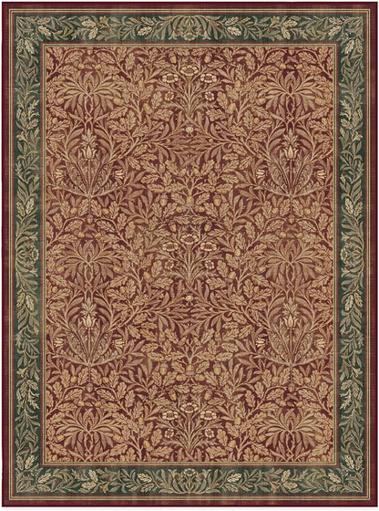 RUGGABLE x Morris & Co Machine Washable Christmas Area Rug – Acorn Amber Red 9x12, Stain-Resistant, Non-Slip – Large Rugs for Living Room, Bedroom, Hallway, Entryway & Office–with Standard Pad