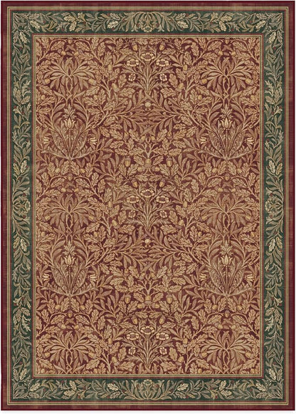RUGGABLE x Morris & Co Machine Washable Christmas Area Rug – Acorn Amber Red 10x14, Stain-Resistant, Non-Slip – Large Rugs for Living Room, Bedroom, Hallway, Entryway & Office–with Cushioned Pad