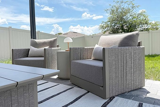PURPLE LEAF Patio Furniture Set 10 Pieces Patio Seating with Ottoman Sofas Aluminum Furniture Outdoor Couch Sectional Set with Cushions and Aluminum Table Patio Conversation Sets Beige