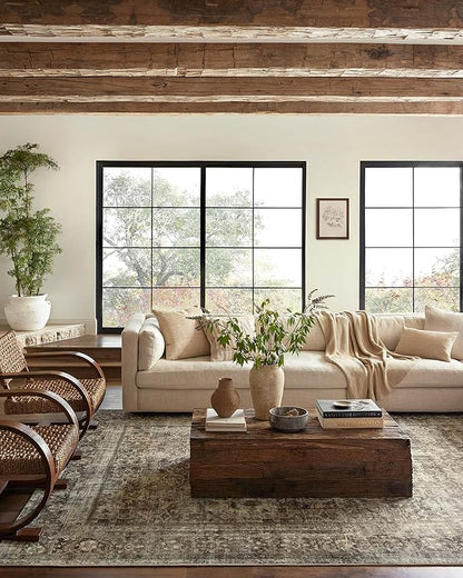 Loloi Magnolia Home by Joanna Gaines Sinclair Collection SIN-01 Pebble/Taupe 2'-3" x 9'-6", .25" Pile Height, Machine Washable, Runner Rug
