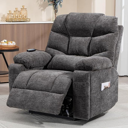 Power Lift Recliner for Elderly Adults, Dual Motor Lay Flat Lift Chair with Heat Massage, Cup Holder & Wireless Phone Charger, USB Type C Charging, Big Tall 400 lbs