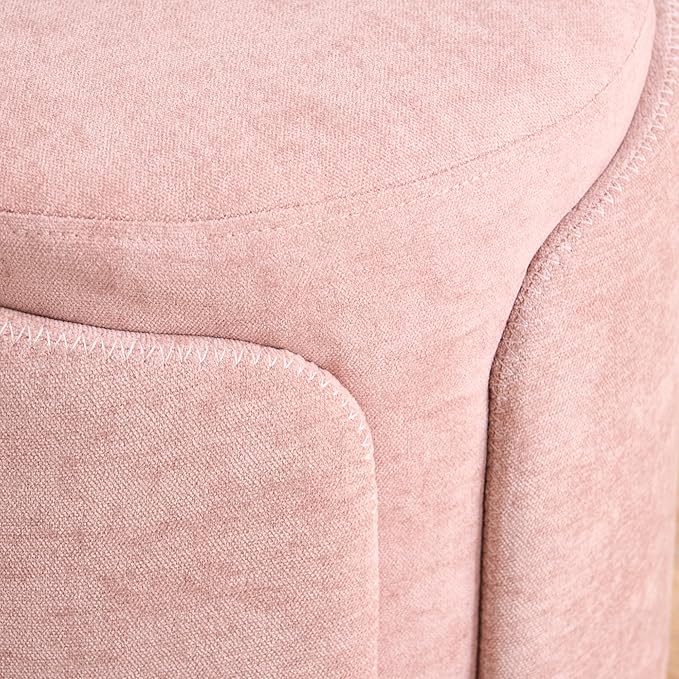Swivel Vanity Stool with Back Comfy Vanity Chair with Gold Base Modern Round Stool for Makeup Vanity Ottoman Foot Rest for Bedroom livingroom (Pink)