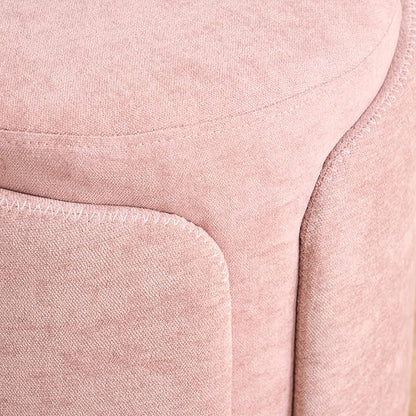 Swivel Vanity Stool with Back Comfy Vanity Chair with Gold Base Modern Round Stool for Makeup Vanity Ottoman Foot Rest for Bedroom livingroom (Pink)