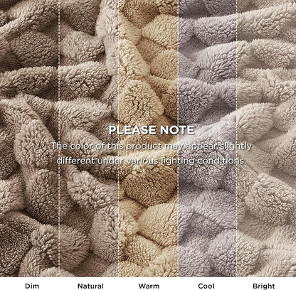 Bedsure GentleSoft Light Taupe Throw Blanket for Couch - Checkered Fleece Blankets Gifts for Women Men Girls, Cute Soft Cozy Throw for Bedroom Home Decor Gifts, 50x60 Inches