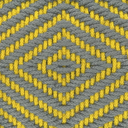 SIMPLIHOME Kent Boho Round Woven Outdoor/ Indoor Pouf in Grey and Yellow Recycled PET Polyester for the Living Room, Bedroom and Kids Room